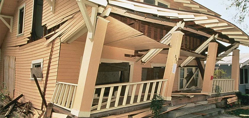 Northridge earthquake damaged house 1994
