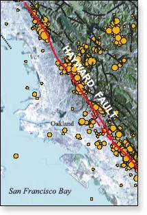 Earthquakes and Faults in the San Francisco Bay Area map.